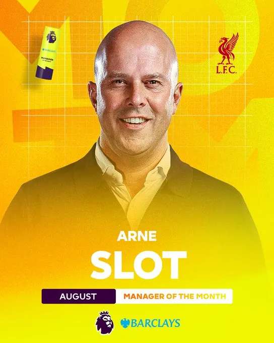 利物浦新帅斯洛特获英超八月最佳荣誉，开局三连胜引领红军强势起航