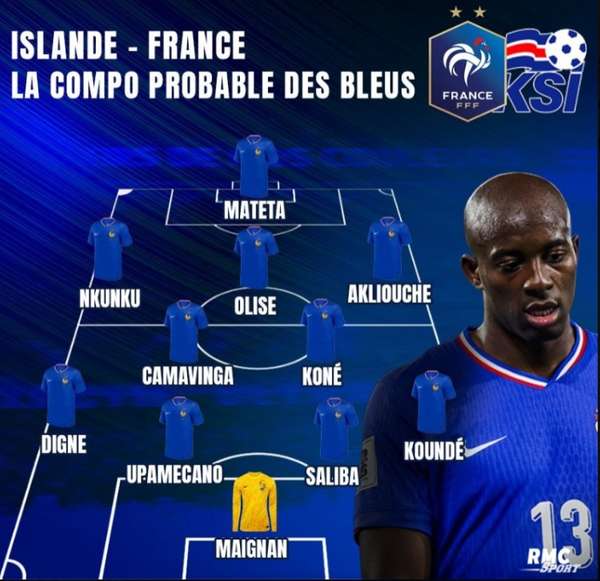 法国客战冰岛首发预测：马特塔冲锋，于帕萨利巴组双闸